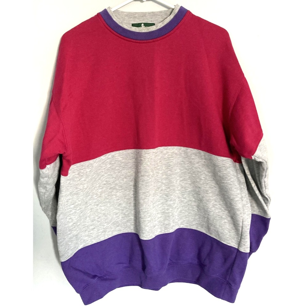 Hunt Club Sweatshirt Women 18W Colorblock Pink Gray Purple Crewneck‎ Fleece Top